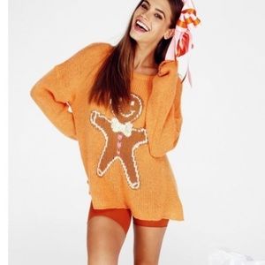 WILDFOX white label gingerbread man ringo sweater in orange